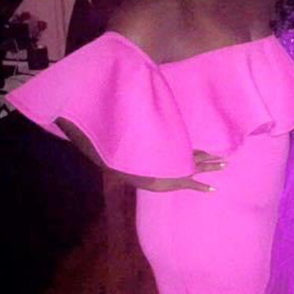 Fuschia Pink Mermaid Formal Wedding Guest Dress - Picture 2 of 2